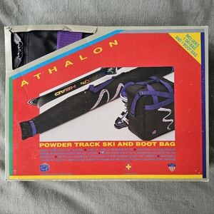 New Athalon Ski & Boot Bag Deadstock Nylon Black/Purple Zipper Outdoor Gear